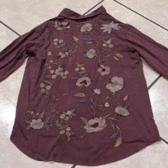 Caite Anthropologie Embroidered Floral Boho Junia Top - Picture 3 of 5